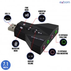 Adaptador de Som USB com 4 Portas USOM-20 Exbom